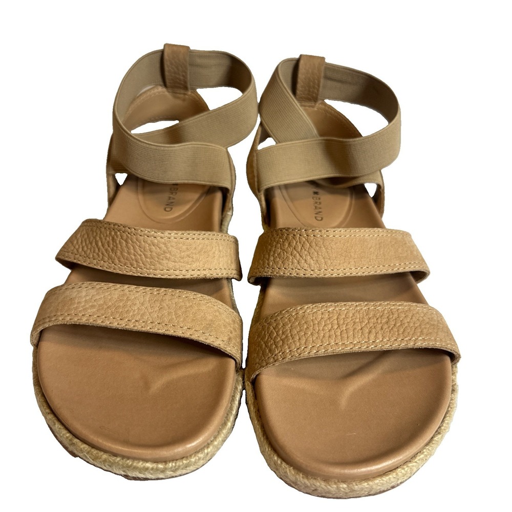 Lucky Brand Size 8M 38.5 Dilane Black Embossed Nubuck Strappy Espadrille Sandals
